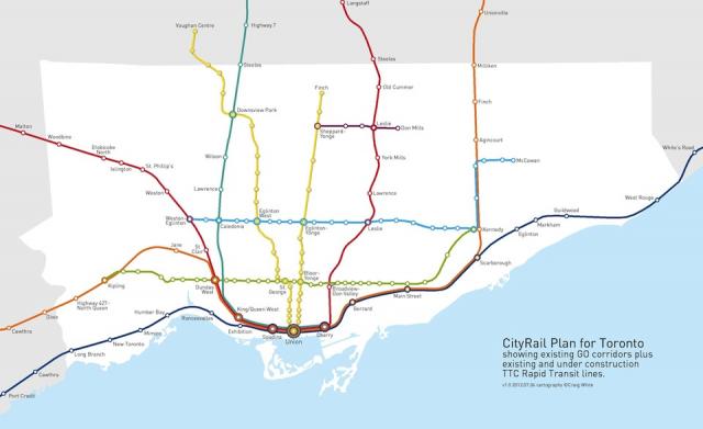 CityRail Plan for Toronto, cartography by Craig White